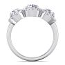 2 Carat Round Shape Halo Diamond Three Stone Ring In 14K White Gold Image-3