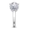 2 Carat Round Shape Halo Diamond Three Stone Ring In 14K White Gold Image-4