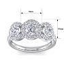 2 Carat Round Shape Halo Diamond Three Stone Ring In 14K White Gold Image-5