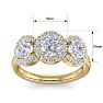 2 Carat Round Shape Halo Diamond Three Stone Ring In 14K Yellow Gold Image-5