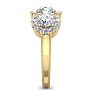 Gorgeous New 2 Carat Round Shape Halo Diamond Three Stone Ring In 14K Yellow Gold. All Ring Sizes Available! Image-4