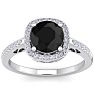 2 1/4 Carat Black and White Diamond Halo Ring In 14 Karat White Gold Image-1