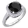2 1/4 Carat Black and White Diamond Halo Ring In 14 Karat White Gold Image-2
