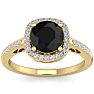 2 1/4 Carat Black and White Diamond Halo Ring In 14 Karat Yellow Gold Image-1