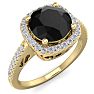2 1/4 Carat Black and White Diamond Halo Ring In 14 Karat Yellow Gold Image-2