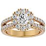 2 1/4 Carat Round Shape Halo Diamond Engagement Ring In 14K Yellow Gold Image-1