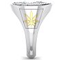 Mens 1/3 Carat Diamond and Emerald Weed Leaf Ring In 14K White Gold Image-4