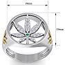 Mens 1/3 Carat Diamond and Emerald Weed Leaf Ring In 14K White Gold Image-5