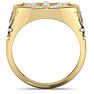 Mens 1/3 Carat Diamond and Emerald Weed Leaf Ring In 14K Yellow Gold Image-3