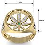Mens 1/3 Carat Diamond and Emerald Weed Leaf Ring In 14K Yellow Gold Image-5