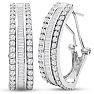 2 Carat Baguette and Round Colorless Diamond Hoop Earrings In Sterling Silver. Large, Brilliant and Gorgeous! Image-1