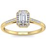 3/4 Carat Emerald Cut Halo Diamond Engagement Ring In 14K Yellow Gold Image-1