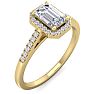 3/4 Carat Emerald Cut Halo Diamond Engagement Ring In 14K Yellow Gold Image-2