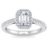 1 1/2 Carat Emerald Cut Halo Diamond Engagement Ring In 14K White Gold Image-1