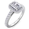 1 1/2 Carat Emerald Cut Halo Diamond Engagement Ring In 14K White Gold Image-2