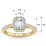 1 1/2 Carat Emerald Cut Halo Diamond Engagement Ring In 14K Yellow Gold Image-5