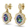 1 2/3 Carat Oval Shape Mystic Topaz and Diamond Dangle Earrings In 14 Karat Yellow Gold Image-2