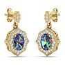 1 2/3 Carat Oval Shape Mystic Topaz and Diamond Dangle Earrings In 14 Karat Yellow Gold Image-3