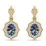 1 2/3 Carat Oval Shape Mystic Topaz and Diamond Dangle Earrings In 14 Karat Yellow Gold Image-4