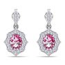 Pink Gemstones 2 1/4 Carat Oval Shape Pink Topaz and Diamond Dangle Earrings In 14 Karat White Gold Image-4