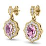 Pink Gemstones 2 1/4 Carat Oval Shape Pink Topaz and Diamond Dangle Earrings In 14 Karat Yellow Gold Image-2