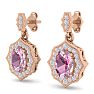 Pink Gemstones 2 1/4 Carat Oval Shape Pink Topaz and Diamond Dangle Earrings In 14 Karat Rose Gold Image-2