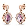 Pink Gemstones 2 1/4 Carat Oval Shape Pink Topaz and Diamond Dangle Earrings In 14 Karat Rose Gold Image-3