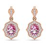 Pink Gemstones 2 1/4 Carat Oval Shape Pink Topaz and Diamond Dangle Earrings In 14 Karat Rose Gold Image-4