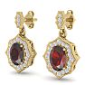 Garnet Earrings: Garnet Jewelry: 2 1/4 Carat Oval Shape Garnet and Diamond Dangle Earrings In 14 Karat Yellow Gold Image-2