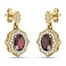 Garnet Earrings: Garnet Jewelry: 2 1/4 Carat Oval Shape Garnet and Diamond Dangle Earrings In 14 Karat Yellow Gold Image-3