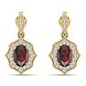 Garnet Earrings: Garnet Jewelry: 2 1/4 Carat Oval Shape Garnet and Diamond Dangle Earrings In 14 Karat Yellow Gold Image-4
