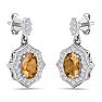 1 3/4 Carat Oval Shape Citrine and Diamond Dangle Earrings In 14 Karat White Gold Image-3