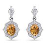 1 3/4 Carat Oval Shape Citrine and Diamond Dangle Earrings In 14 Karat White Gold Image-4