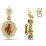 1 3/4 Carat Oval Shape Citrine and Diamond Dangle Earrings In 14 Karat Yellow Gold Image-1