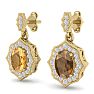 1 3/4 Carat Oval Shape Citrine and Diamond Dangle Earrings In 14 Karat Yellow Gold Image-2