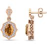 1 3/4 Carat Oval Shape Citrine and Diamond Dangle Earrings In 14 Karat Rose Gold Image-1