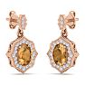 1 3/4 Carat Oval Shape Citrine and Diamond Dangle Earrings In 14 Karat Rose Gold Image-3