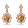 1 3/4 Carat Oval Shape Citrine and Diamond Dangle Earrings In 14 Karat Rose Gold Image-4