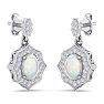 1-3/4 Carat Oval Shape Opal with Diamonds Dangle Earrings In 14 Karat White Gold Image-3