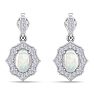 1-3/4 Carat Oval Shape Opal with Diamonds Dangle Earrings In 14 Karat White Gold Image-4