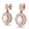 1-3/4 Carat Oval Shape Opal with Diamonds Dangle Earrings In 14 Karat Rose Gold Image-2