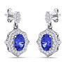 2 1/5 Carat Oval Shape Tanzanite and Diamond Dangle Earrings In 14 Karat White Gold Image-3