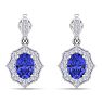 2 1/5 Carat Oval Shape Tanzanite and Diamond Dangle Earrings In 14 Karat White Gold Image-4