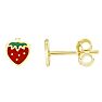 14 Karat Yellow Gold Kids Strawberry Stud Earrings Image-1