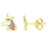 14 Karat Yellow Gold Kids Unicorn Stud Earrings Image-1