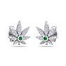 1/4 Carat Diamond and Emerald Weed Leaf Earrings In 14K White Gold Image-4