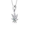 1/4 Carat Diamond and Emerald Weed Leaf Necklace In 14K White Gold Image-3