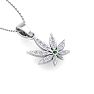 1/4 Carat Diamond and Emerald Weed Leaf Necklace In 14K White Gold Image-4