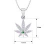 1/4 Carat Diamond and Emerald Weed Leaf Necklace In 14K White Gold Image-5