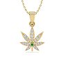 1/4 Carat Diamond and Emerald Weed Leaf Necklace In 14K Yellow Gold Image-1
